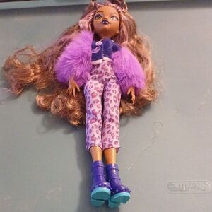 Fashion Doll with Purple Jacket and Leopard Pants